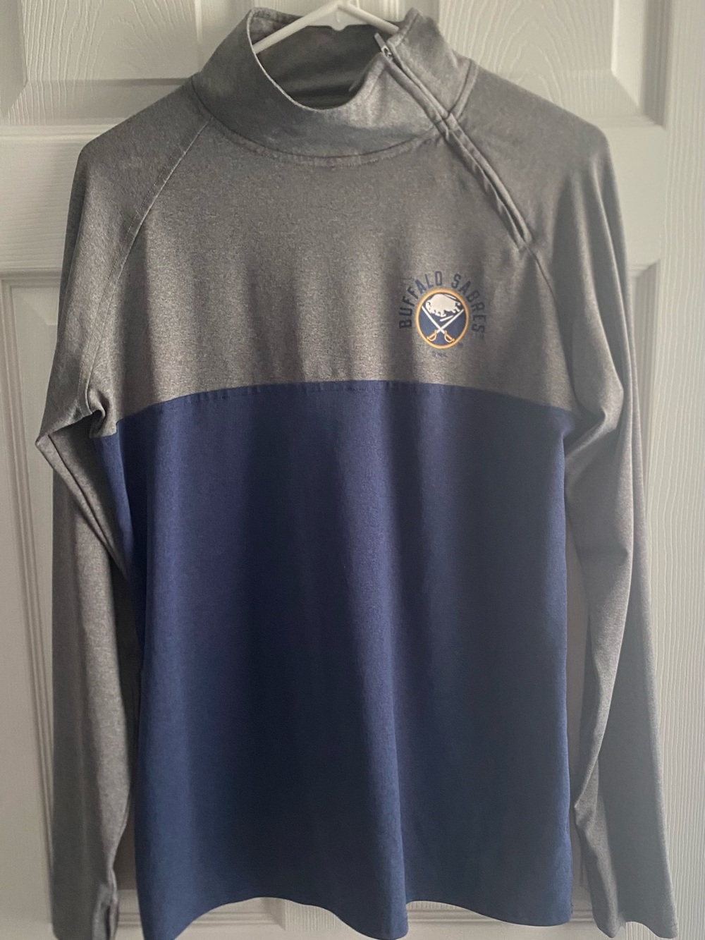 Women’s Two-Tone Grey & Navy Quarter-Zip Pullover